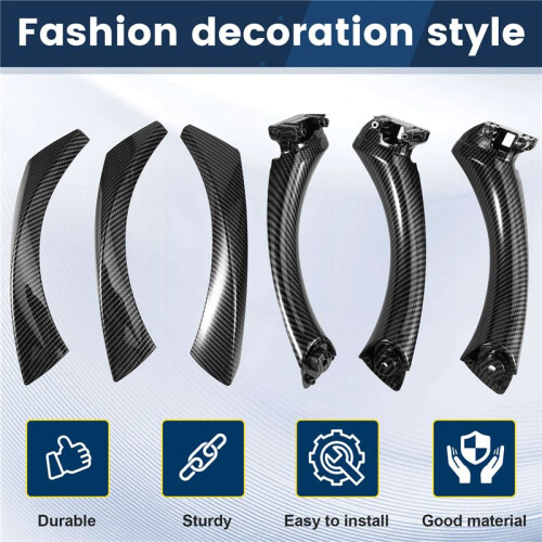 Door Pull Handle Set Replacement for  3 Series E90 E91 E92 316 318 320 325 328i 2004-2012 RHD Carbon Fiber Pattern 1