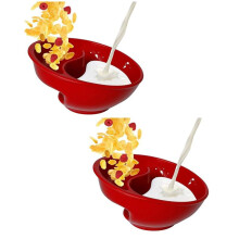 Tigela de Cereal Dividida, Tigelas Reutilizáveis para Lanches e Molhos para Iogurte, Leite, Frutas Vermelhas, Batatas Fritas, Ketchup Vermelho