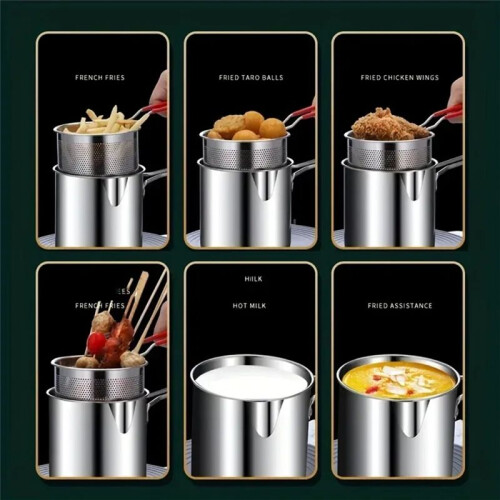 Deep Fryer with Frying Basket Multi-Function Small Pot for Kitchen Use Fried Chicken Cooking Tools 2