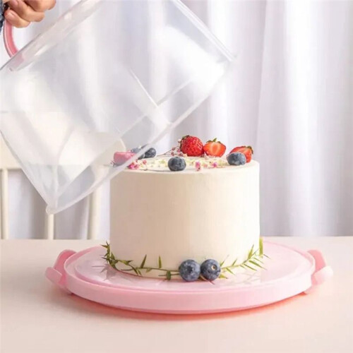 Practical Home Cake Box Dust Proof Plastic Pastry Storage Boxes Dessert Container Round Cake Carrier 2