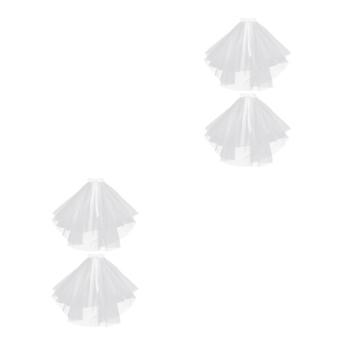 4Pièces Voiles De Blancs Courts En Tulle Pour Élégant 2