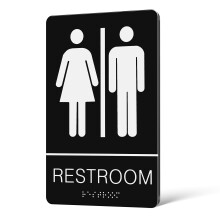 4Pièces Étiquette Toilettes Noir Adhésive Avec Braille