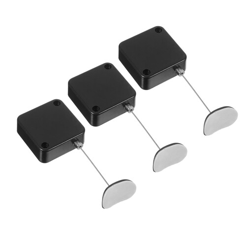 4Sets Retractable Remote Control Tether Lock Sturdy Steel Cable Black 2