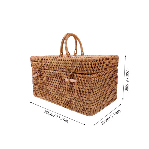 Handwoven Rattan Outdoor Storage Box with Handle and Lid 1