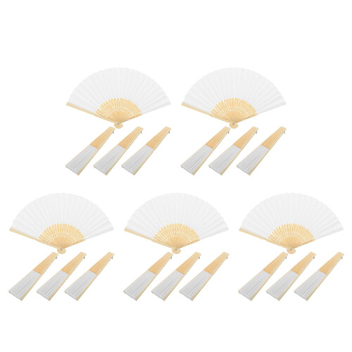 20Sets Traditioneel Japans Lichtgeel Bamboe Waaierframe Voor DIY 2