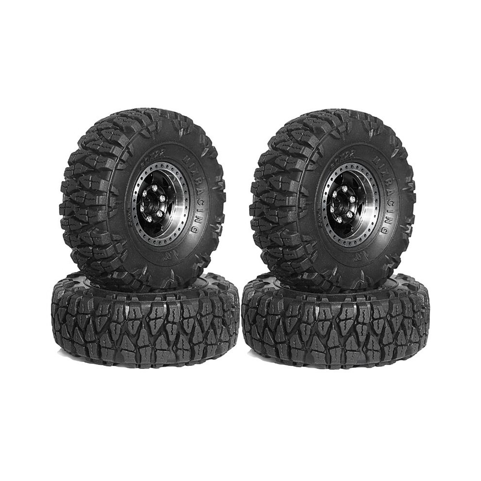 4Pcs 60Mm 1.0In Metal Beadlock Wheel Tire Set For 1/18 1/24 Rc Crawler Car Trx4m Scx24 Ax24 Fcx24 Upgrade Parts Black 4713116660087