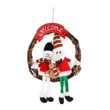 Christmas RattanWreath Artificial Christmas Wreaths Decorations Front Door Wall Hangable Wreaths Santa Claus Wreaths