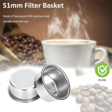 Porte-Filtre Sans Fond 51 Mm, Filtre Sans Fond à 3 Oreilles, Avec Deux Plateaux à Poudre, Tamis en Acier Inoxydable