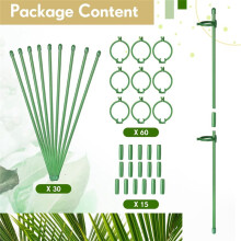 30 Stuks Verstelbare Plantensteunpalen voor Tuin, Enkele Stengel met Plantenclips en Verbindingspijp 11,8 INCH
