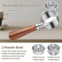 Bottomless Portafilter 51 mm, 3 Ears Bottomless Porta Filter, with Two Powder Trays, Stainless Steel Sieve