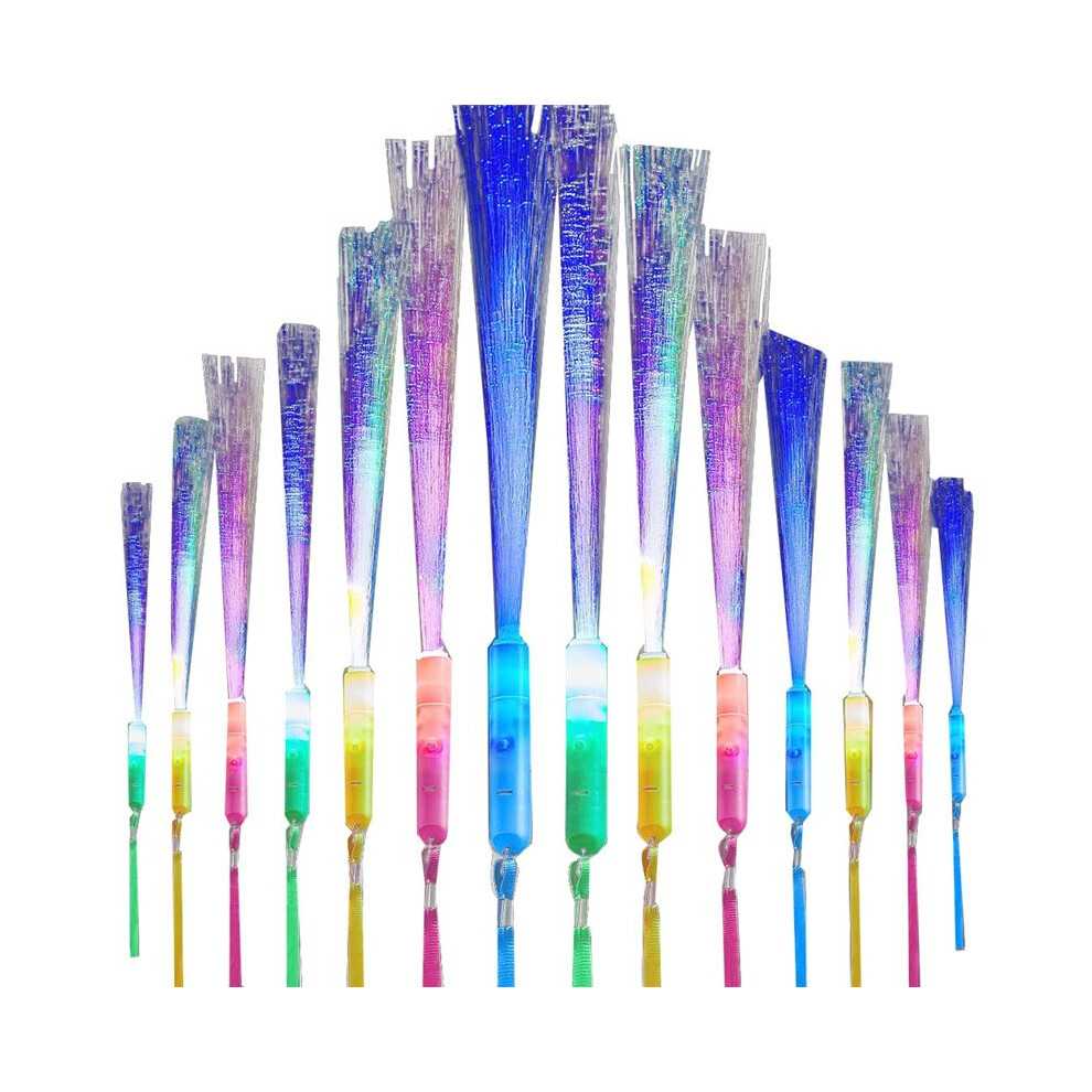 24 Pcs Glow Fiber Wands Sticks Led Wand Fiber Optic Wands Flashing Sticks For Party Wedding Halloween Christmas Light