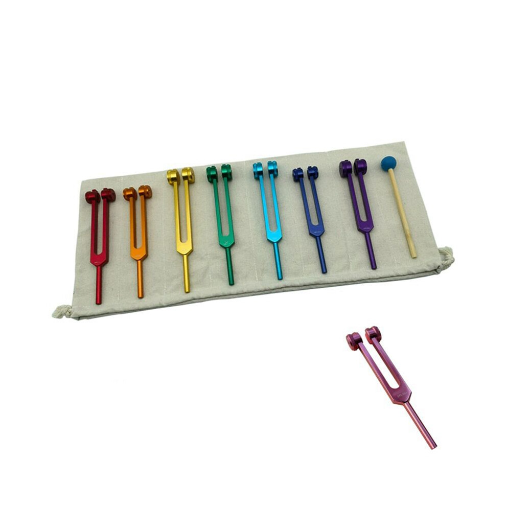 Eight Colored Chakra Tuning Forks Set for Healing, Sound Healing, Maintaining Perfect Harmony of Body, Mind and Spirit