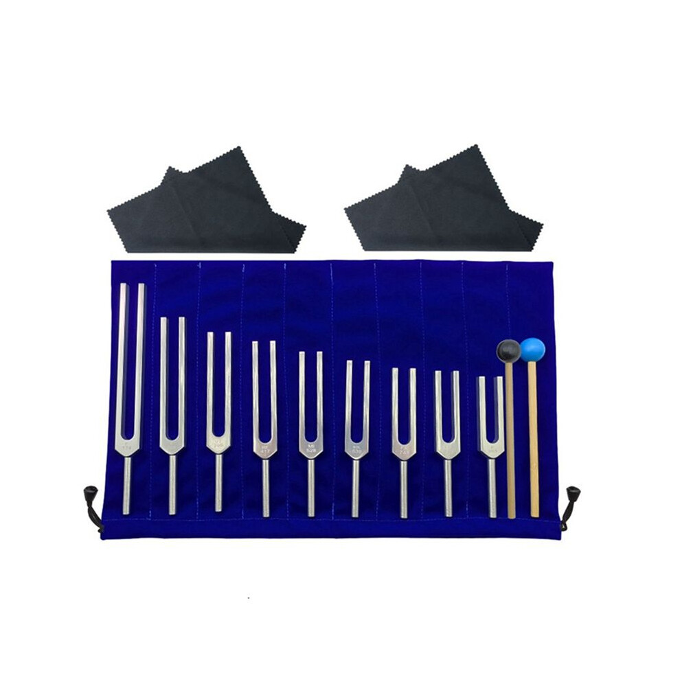 Silver 9 Tuning Forks For Healing Chakras, Sound Therapy, Maintaining Perfect Harmony Of Body, Mind And Spirit