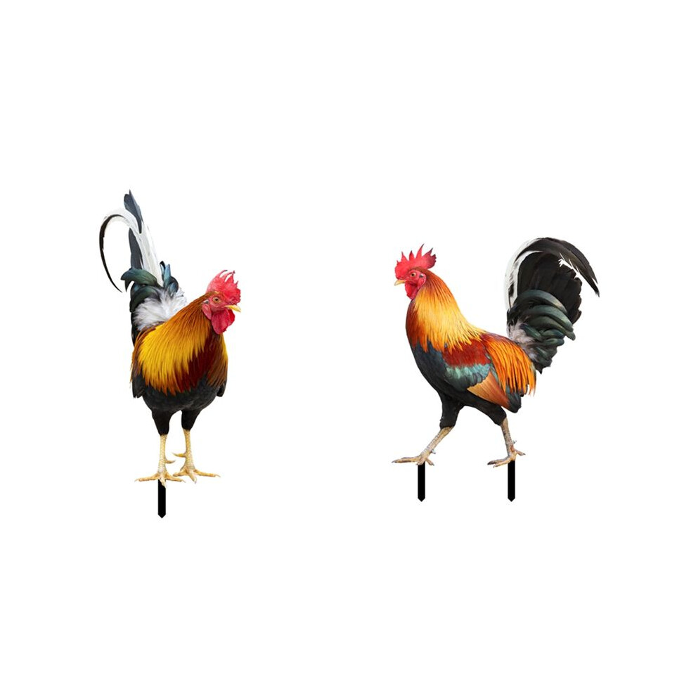 Set of 2 Acrylic Rooster Statues, Outdoor Garden Statues, Chicken Decor, Garden Sculptures & Statues For Patio Lawn