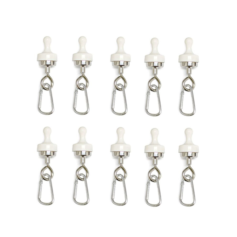 10Pcs Magnet Camping Hooks Carabiner Clip Heavy Duty Magnet Hanger D Shape Tent Buckles For Outdoor Camping Hooks- White 6033231086363