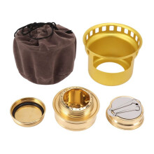 Aluminum Camping Alcohol Stoves Portable Picnic BBQ Furnace Windproof Alcohol Stoves Outdoor Cooking Stoves,Gold
