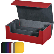 Card Storage Box for Trading Cards,Card Deck Case, Magnetic Closure Card Holder for Magnetic Game Cards Red