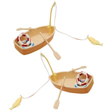 2 Sets Swimming Ring Miniature Boat Life Ring Oars Canoe Boat Cruise Toy Plastic Sailboat Household
