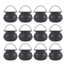 12 Stuks  Zwarte Ketel met Handvat Halloween  Heksenketel Halloween Pot Snoephouder voor Halloween