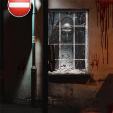 Pintura de Tela para Ventana con Cara de Fantasma de Monja Sangrienta de Halloween BYJC001