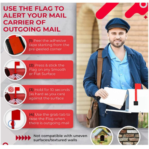 Mailbox Flag Replacement Kit, Red Plastic Mailbox Flag, Required, Fits Wall and Post Mount Mailboxes 2