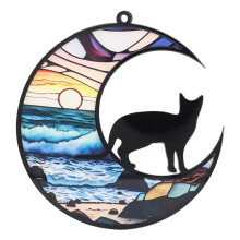 Cat Suncatcher, Akryl Cat Memorial Suncatcher Målat Glas Fönsterhängande Prydnad Suncatcher Presentdekoration