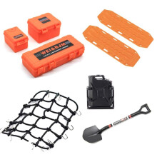Uniwersalny 8 Sztuk/Zestaw Symulowana Dekoracja Walizka Siatka Bagażowa Łopata do TRX4 SCX10 90046 1/10 RC Akcesoria Samochodowe Czarny
