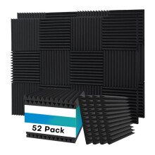 52-Pack Akoestische Schuimpanelen, 1x12x12 Inch Geluidsdichte Schuimpanelen voor Muren, Akoestische Panelen Geluiddempend Zwart