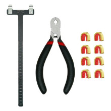 Bow String Nocking Points Set with T Square Ruler Nocking Buckle Pliers and 8pcs Nocking Buckle Set, Black