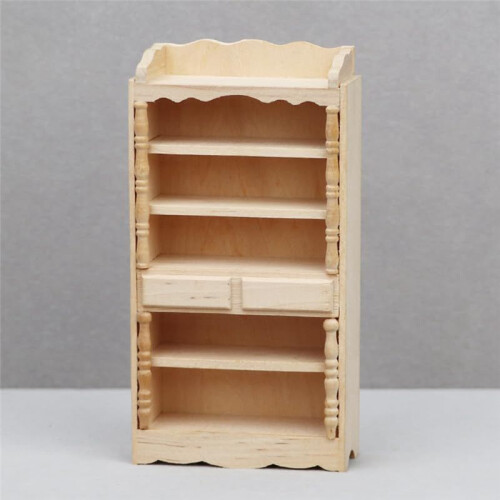 Miniature Classic Wood Bookcase Unfinished Wood Display 1