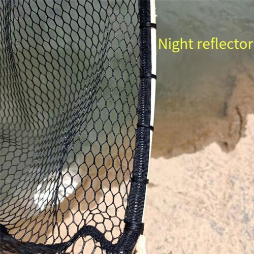 Nylon Fly Fishing Net ,Wooden Non-Slip Handle, Trout Mesh Tool, Fish Catch Release Scoop, Bent Handle 1
