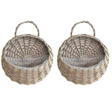 Wall Mounted Natural Wicker Flower Basket Flower Pot, Rattan Vase Basket,Home Garden Wall Decoration Storage Container,A