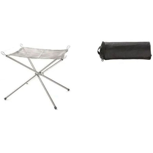 Utomhuscamping Eldställ i Rostfritt Stål Bärbart Hopfällbart Vedställ Camping Grillgaller Medium