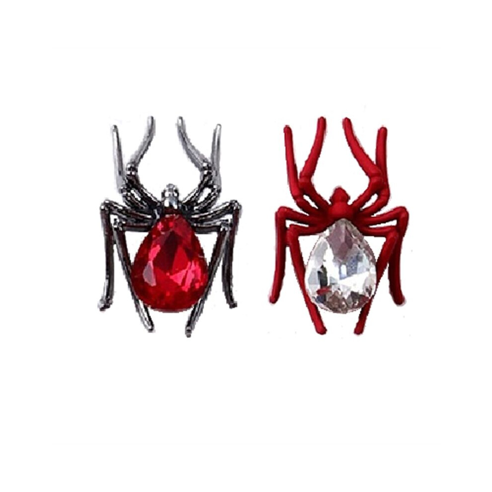 Finished Product Spider Ornaments Retro Alloy Studded Manicure Decoration Metallic Black & Red