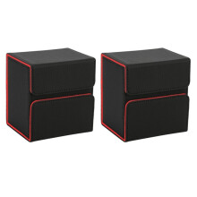 Caixa de Armazenamento Portátil para Jogos de Mesa, Protetor de Cartas, Caixa de Armazenamento de Capacidade, Preta e Vermelha