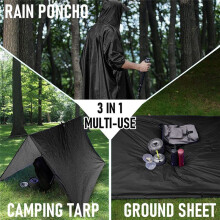 Outdoor Raincoat Hooded Sleeve Waterproof Rain Poncho Motorcycle Rain Cover Camping Hiking Travel Rainwear Tent Gray