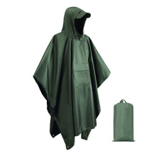 Outdoor Raincoat Hooded Sleeve Waterproof Rain Poncho Motorcycle Rain Cover Camping Hiking Travel Rainwear Tent Green