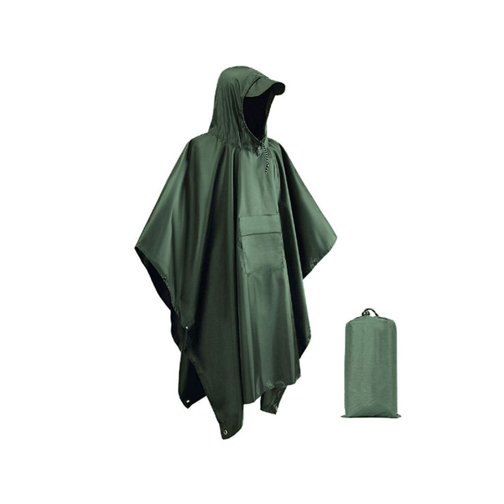 Outdoor Raincoat Hooded Sleeve Waterproof Rain Poncho Motorcycle Rain Cover Camping Hiking Travel Rainwear Tent Green 6031744281725