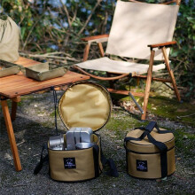 Sundick Tableware Storage Bag Oxford Cloth Pot Storage Bucket Bag Waterproof Camping Bowl Cup Container M