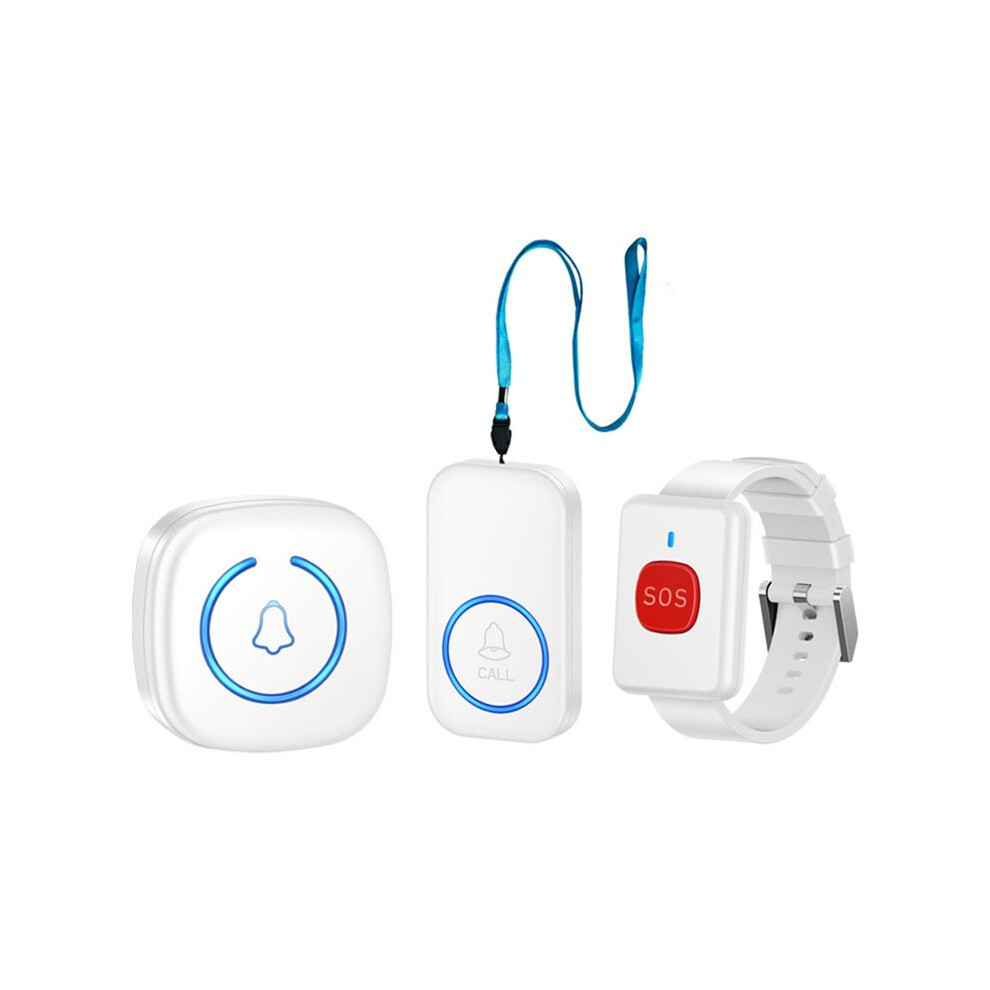 Tauoh White Wireless Call Device For Elderly People, Personal Alarm, Remote Control Doorbell Watch