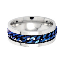 Cool Anti Stress Rotate Freely Chain Rings for Men Stainless Steel Anti Anxiety Relaxing Ring Fidget Spinner E-52mm