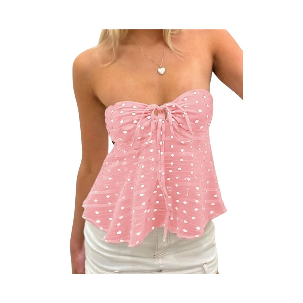 Top A Tubino Y2K Da Donna, Senza Spalline, Con Gilet A Fascia Floreale, Senza Maniche, Senza Schienale, Carini, Vestiti Grunge Rosa S