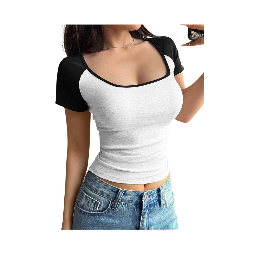 T-Shirt, Camicie Da Donna, Top Corti, Primavera Estate, Allenamento, Abbigliamento Y2K, Moda Da Spiaggia Bianco L