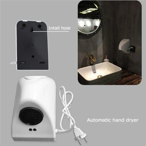 Electric Hand Dryers for Bathroom Commercial 600W Low Noise Touchless Automatic Sensor Wall Mounted Type EU Plug