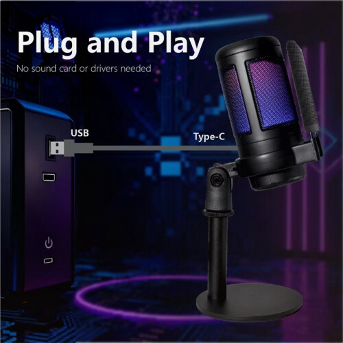 RGB Gaming Microfoon Professionele Dynamische Microfoon voor Studio- en Broadcast-Spraak, Computergamer, Livestreaming Microfoon 2
