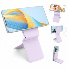 Phone Stand,Foldable Magnetic Phone Tripod,Angle Adjustment & PU Leather Phone Stand,Compatible with All Phone B