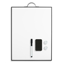 Magnetic Whiteboard - 16" X 12" Portable Black Aluminum Framed, with Handle for Easy Transport