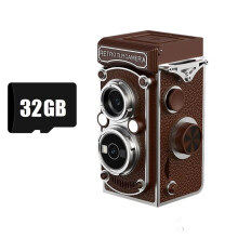 Appareil Photo Numérique Vintage à Double Objectif 5 MP, Vidéo FHD 1080p, Appareil Photo Rétro Portable avec Flash, Carte Mémoire 32 Go B