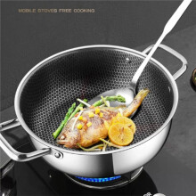 Stainless Steel Frying Pan Soup Pot Wok Honeycomb Non-Stick Pan Home Hot Pan Induction Cooker Stove Universal