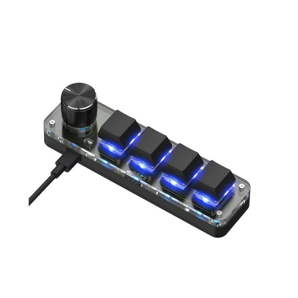 One-Handed Macro Mechanical Keyboard, 4 Keys Gaming Keyboard Fully Programmable For Knobs And Keys, Rgb 6032853656398